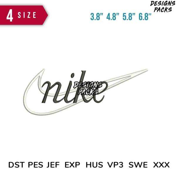 Nike swoosh embroidery design in 4 sizes, compatible with DST PES JEF formats for instant download