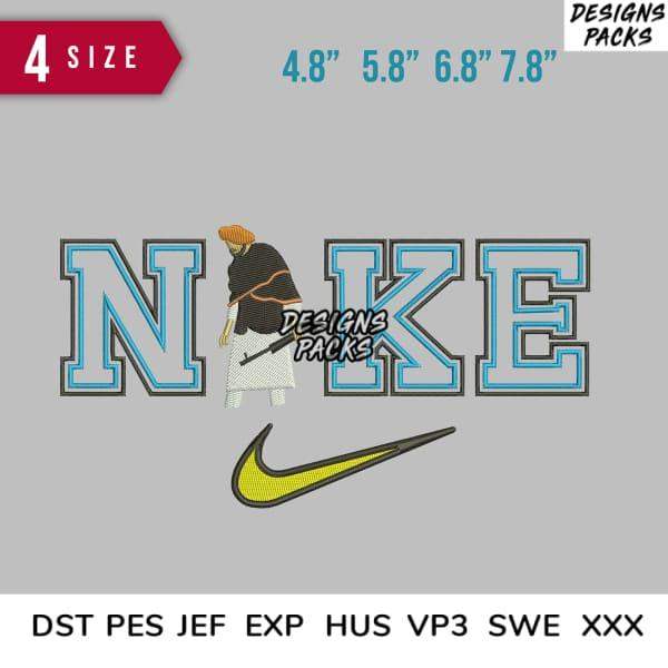 Embroidery design featuring bold 'NIKE' text with swoosh, available in multiple sizes and formats