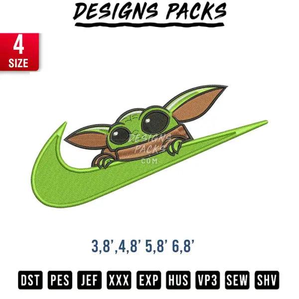 swoosh baby Alien Embroidery Design 