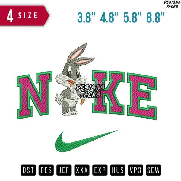 Swoosh Baby Bunny Cartoon Bugs Embroidery Design