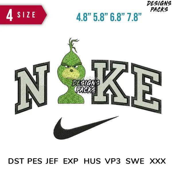Swoosh baby Grinch Face Embroidery Design 4.8" 5.8" 6.8" 7.8"