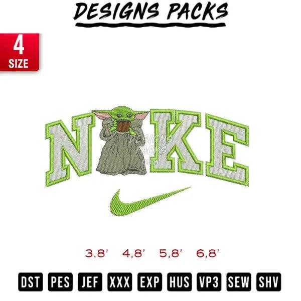 Swoosh Baby Yoda Embroidery Design 