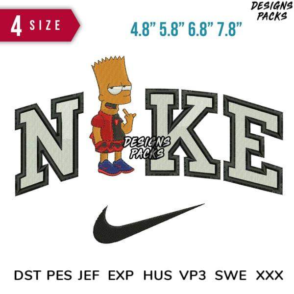 Bart Simpson Nike parody embroidery design in 4 sizes, compatible with DST PES JEF formats for instant download