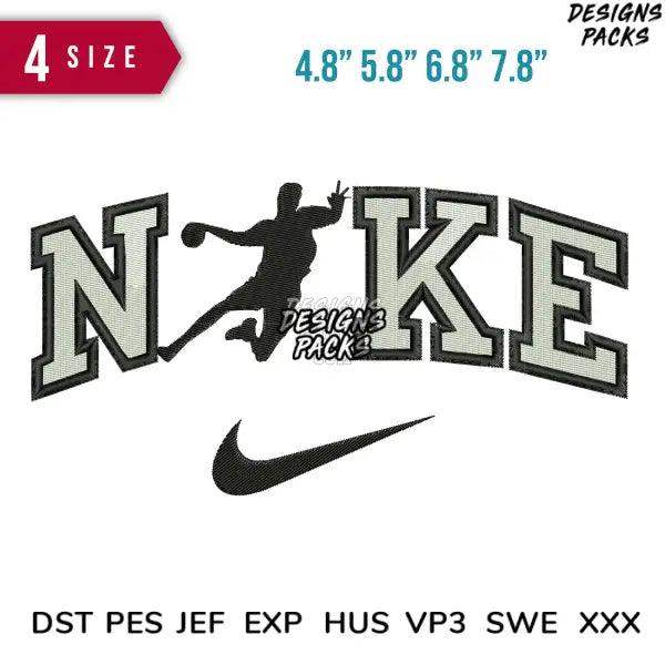 Swoosh Basket Silhouette Embroidery Design 4.8" 5.8" 6.8" 7.8"