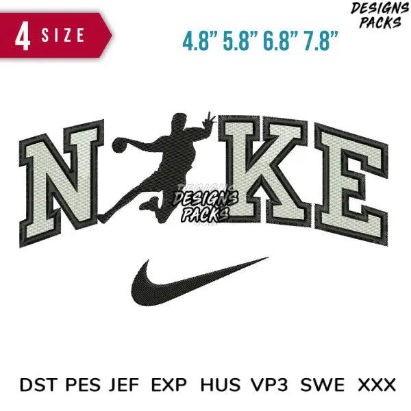 Swoosh Basket Silhouette Embroidery Design 4.8" 5.8" 6.8" 7.8"