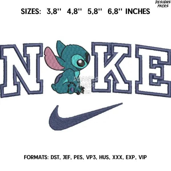 Nike Blue Stitch Embroidery design file pes. Lilo and Stitch embroidery design. Logo Nike embroidery, Anime Pes Design