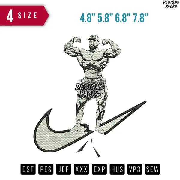 Swoosh Body Building Embroidery Design