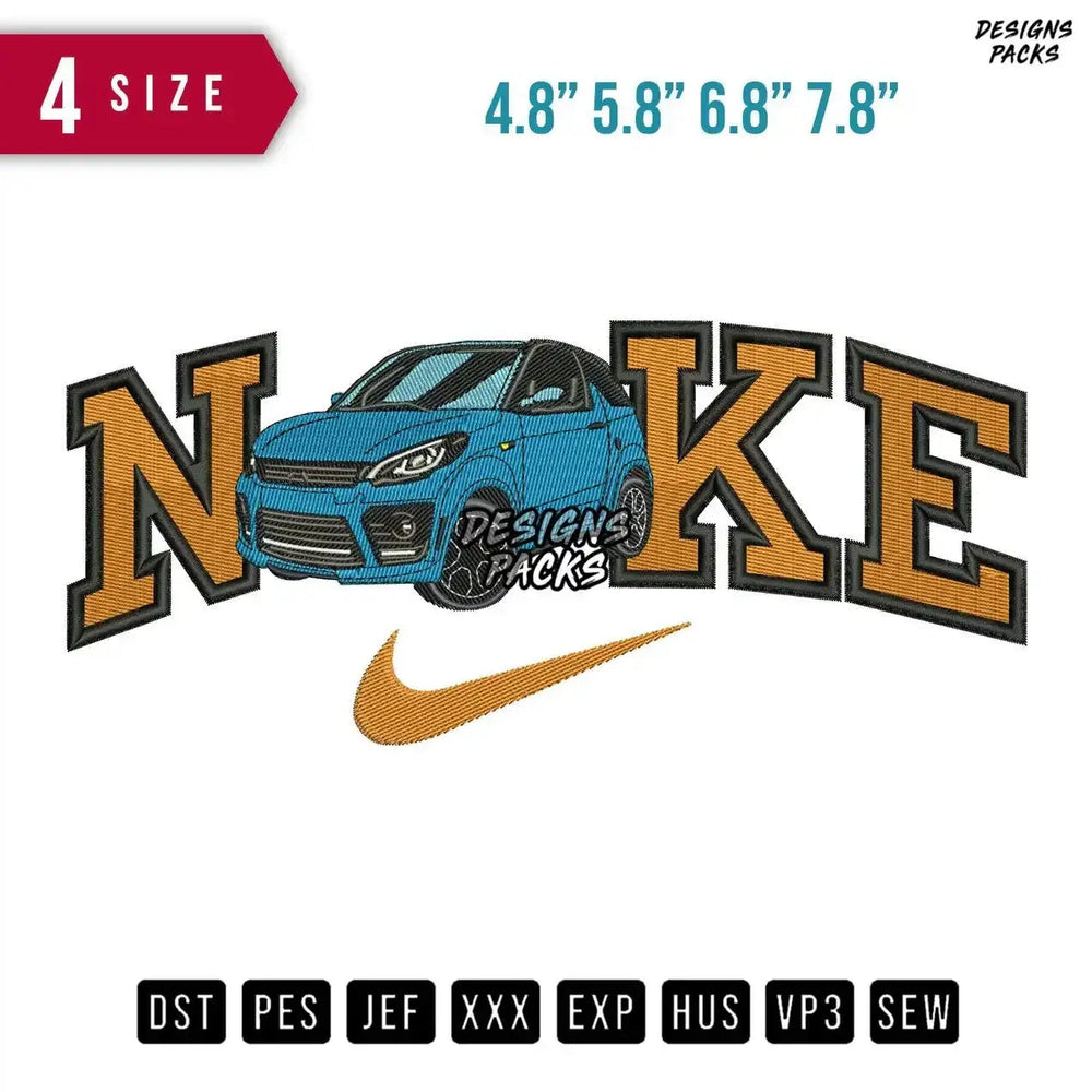 Swoosh Brand Car blue Sky Embroidery Design