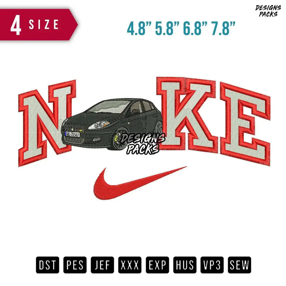 Swoosh Brand Fiat Bravo Car Embroidery Design
