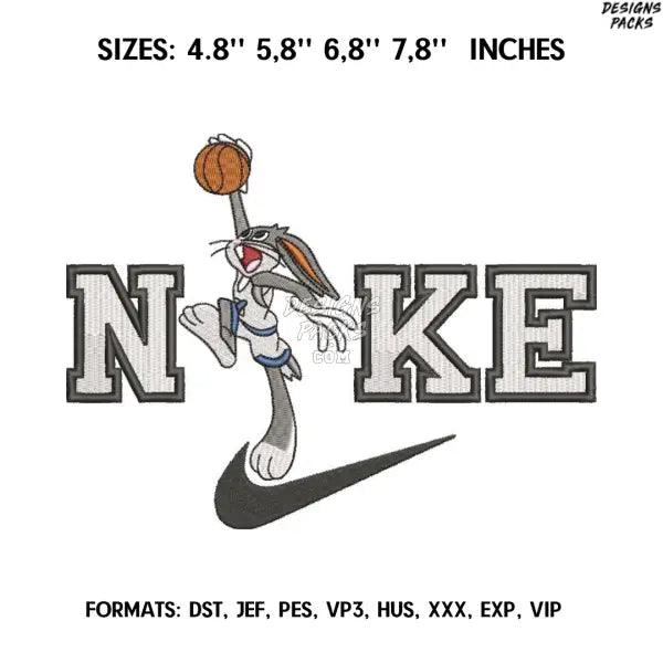 Nike Bugs Bunny Embroidery Design File/  Anime Embroidery Design/ Nike Logo Machine Embroidery / Design Pes Dst