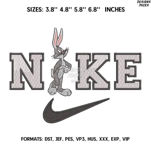 Nike Bugs Bunny Embroidery Design File/  Anime Embroidery Design/ Nike Logo Machine Embroidery / Design Pes Dst