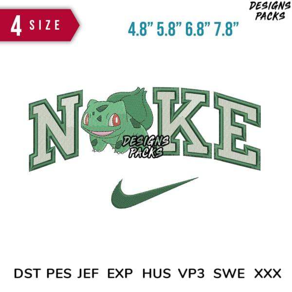 Bulbasaur in 'NOKE' embroidery design, 4 sizes, PES DST formats, print-ready for DTG/DTF
