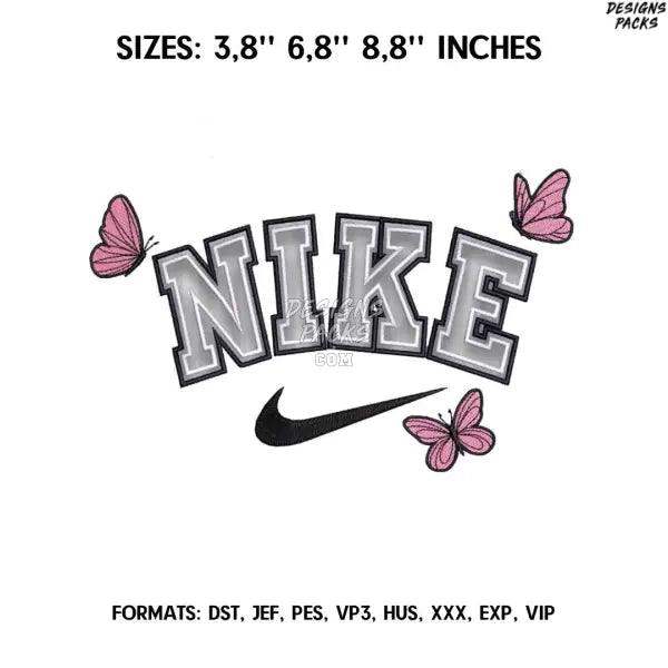 Nike Butterfly Embroidery design file pes.  Anime embroidery design., Nike Logo embroidery