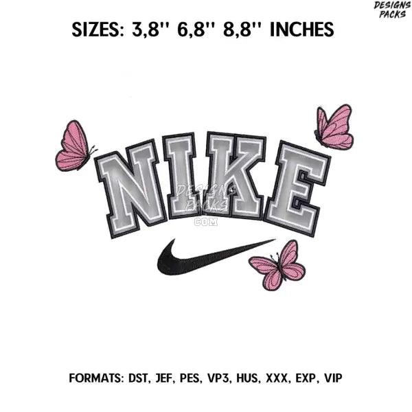 Nike Butterfly Embroidery design file pes.  Anime embroidery design., Nike Logo embroidery