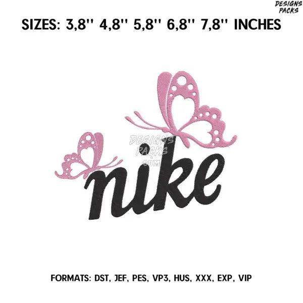 Nike Butterfly Embroidery design file pes. Retro Nike embroidery design., Nike embroidery