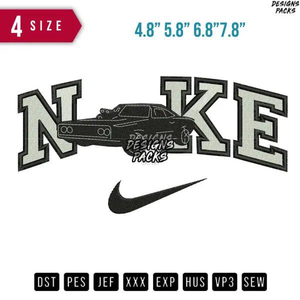 Swoosh Car Black B Embroidery Design