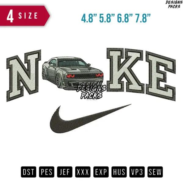 Swoosh Car Black Drift Muscle Embroidery Design