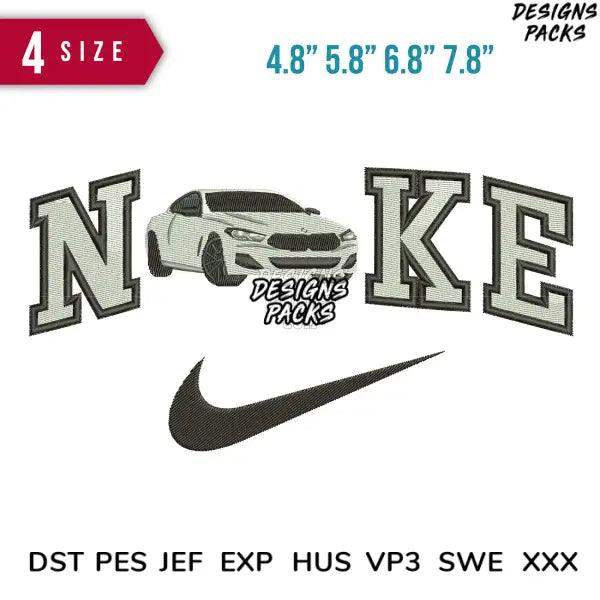Swoosh Car Bw Embroidery Design  4.8" 5.8" 6.8" 7.8"