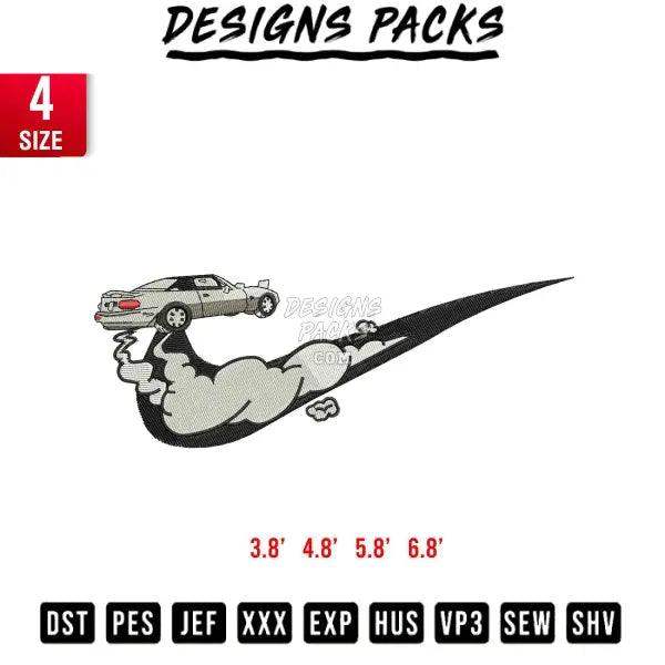 Swoosh Car Embroidery Design 