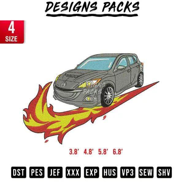 Swoosh car mazda Embroidery Design 