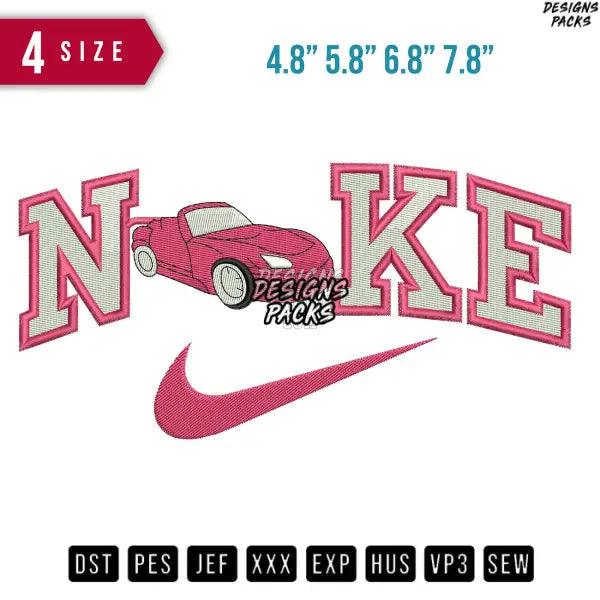 Swoosh Car Pink Embroidery Design