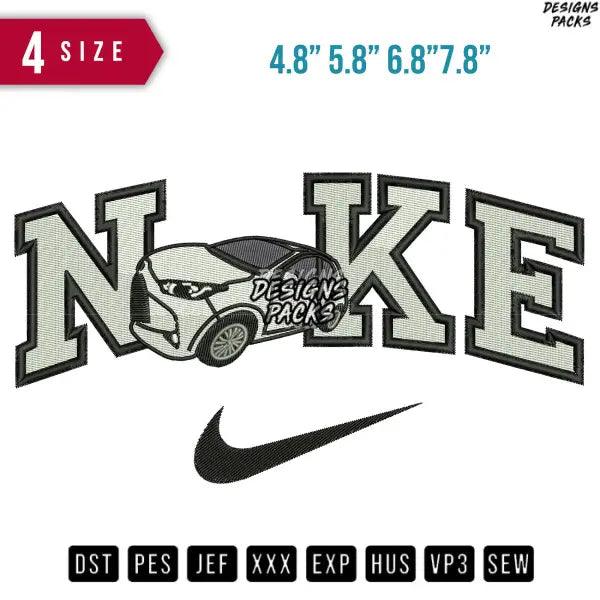 Swoosh Car White B Embroidery Design