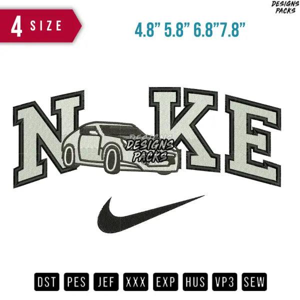 Swoosh Car White C Embroidery Design