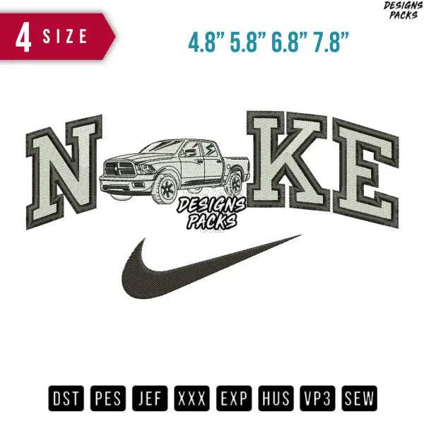 Swoosh Car White Pickup Embroidery Design