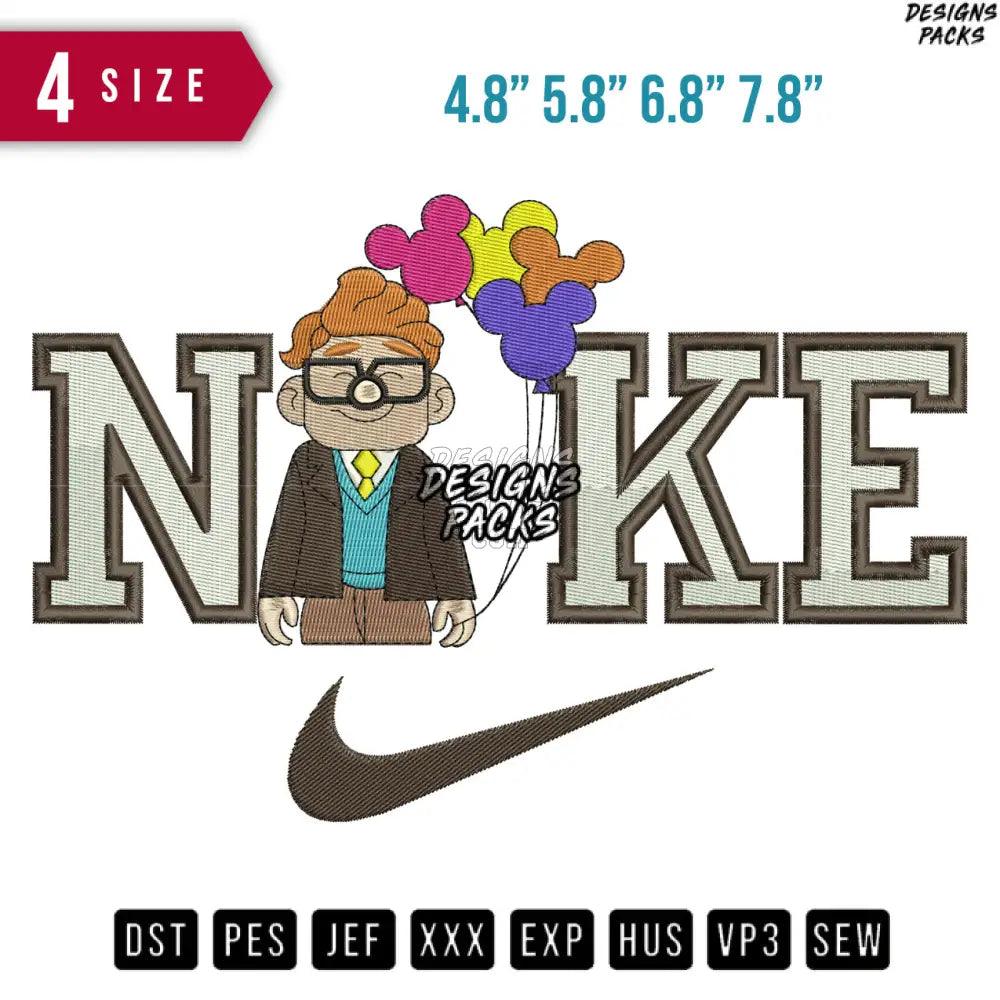 Swoosh Carl Ballon Cartoon Up Embroidery Design