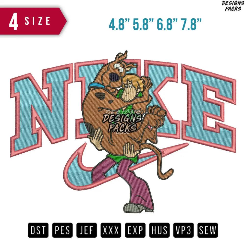 Swoosh Cartooon Scoob Afraid Dog Embroidery Design