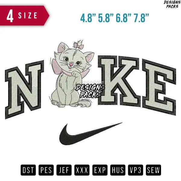 Swoosh Cat Marie Embroidery Design