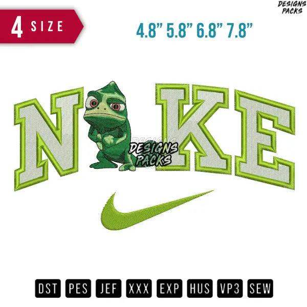 Swoosh chameleon Stand Embroidery Design