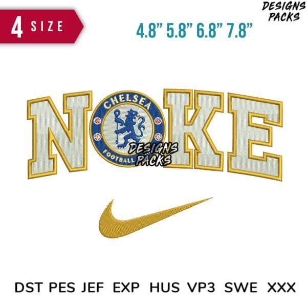 Chelsea Football Club embroidery design with Nike swoosh, available in multiple sizes and formats