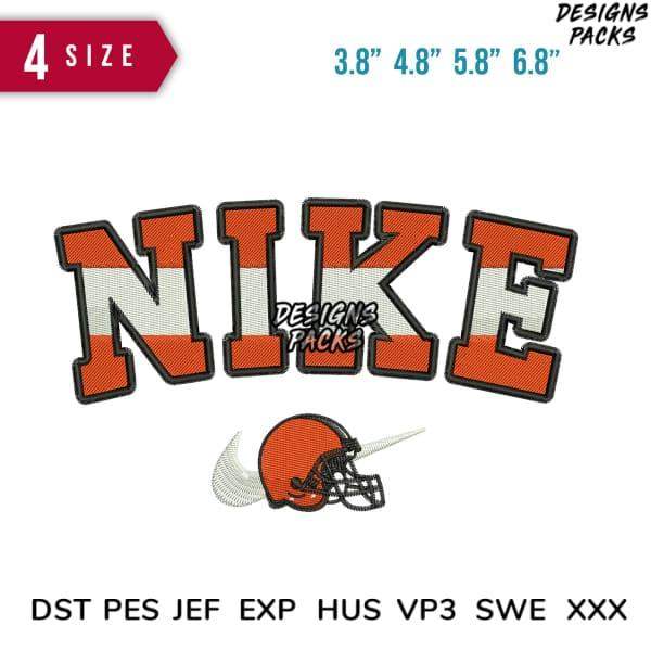 Nike football helmet embroidery design in 4 sizes, compatible with DST PES JEF formats for instant download