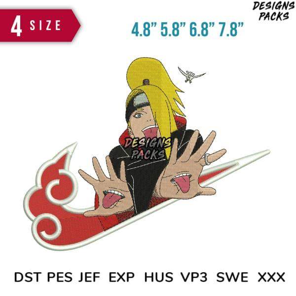 Anime character embroidery design in 4 sizes, compatible with DST PES JEF formats for machine stitching