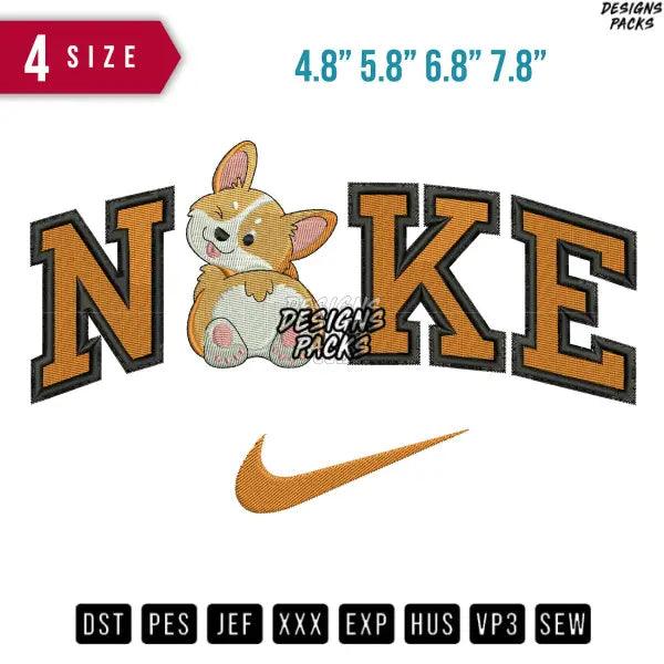 Swoosh Corgi Chibi Embroidery Design