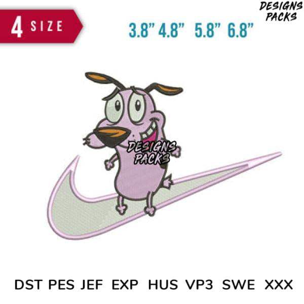 Cute purple dog embroidery design on swoosh, 4 sizes, DST PES JEF formats for instant download
