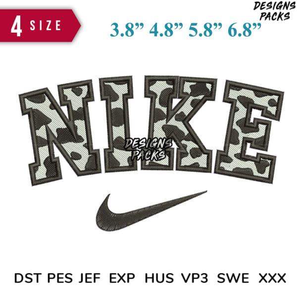 Nike camouflage embroidery design in 4 sizes, compatible with DST PES JEF formats for instant download