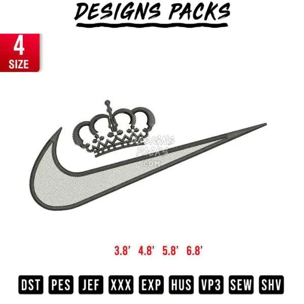 Swoosh Crown King Embroidery Design 