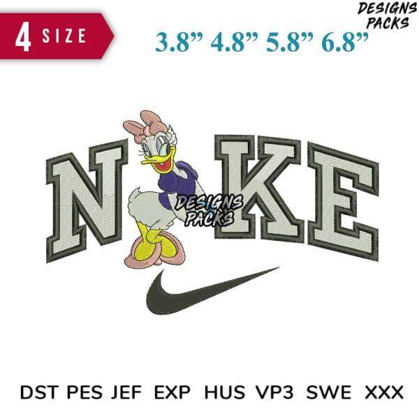 Daisy Duck embroidery design with Nike logo, available in multiple sizes and formats