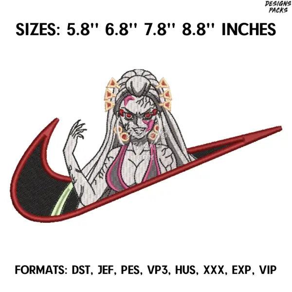Nike Daki Embroidery Design File, Kimetsu no yaiba Anime Embroidery Design, Demon Slayer anime embroidery design
