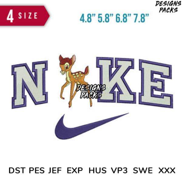 Bambi-inspired embroidery design with Nike logo, available in multiple sizes and formats