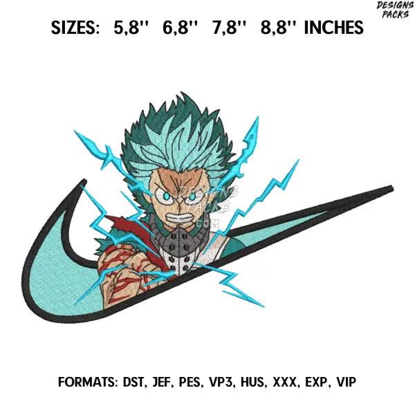 Nike Deku Izuku Midoriya Embroidery Design File / My Hero Academia Anime Embroidery Design/.