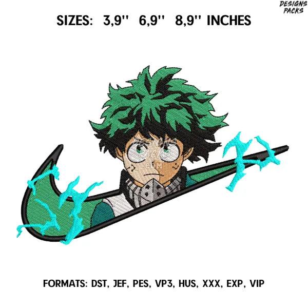 Nike Deku Midoriya Embroidery Design File / My Hero Academia Anime Embroidery Design/ Izuku.