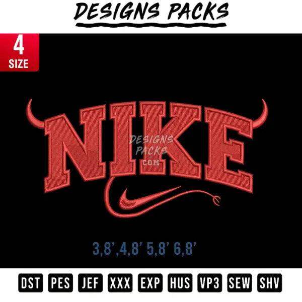 Swoosh Devil Embroidery Design 