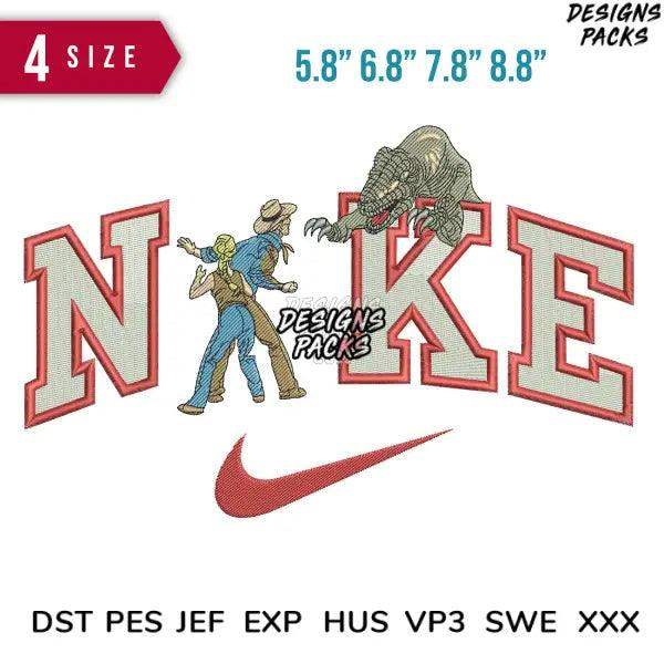 Swoosh Dino Movie Embroidery Design 5.8" 6.8" 7.8" 8.8"