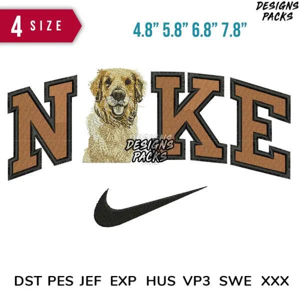 Swoosh Dog Brown Embroidery Design  4.8" 5.8" 6.8" 7.8"