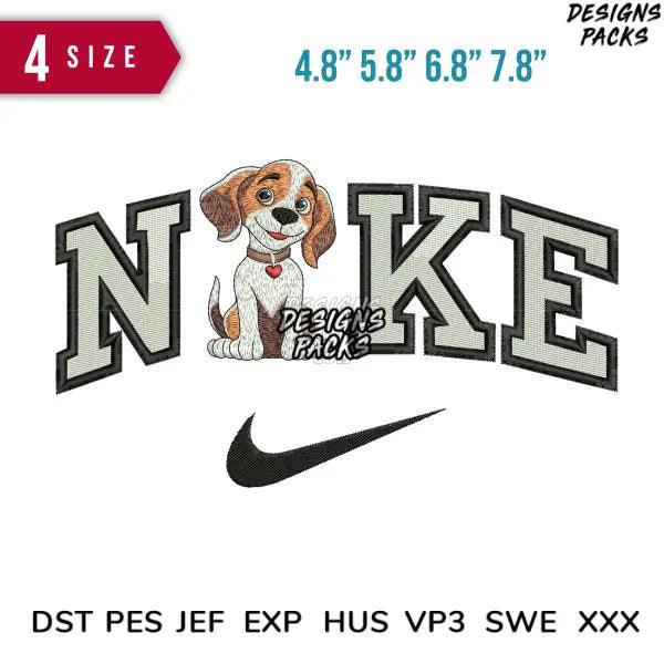 Swoosh Dog Puppy Embroidery Design  4.8" 5.8" 6.8" 7.8"