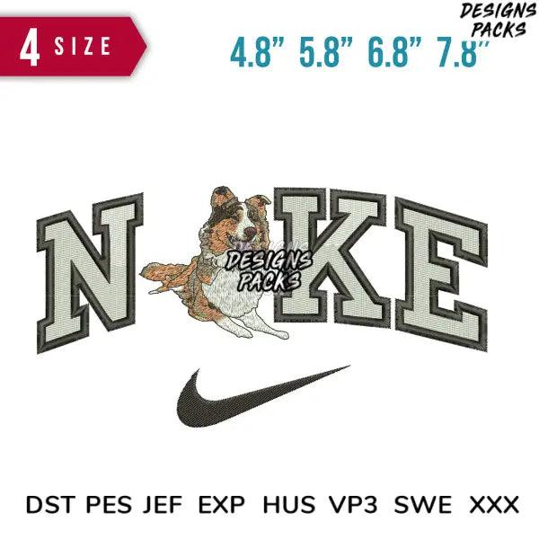 Swoosh Dog Sit B Embroidery Design  4.8" 5.8" 6.8" 7.8"