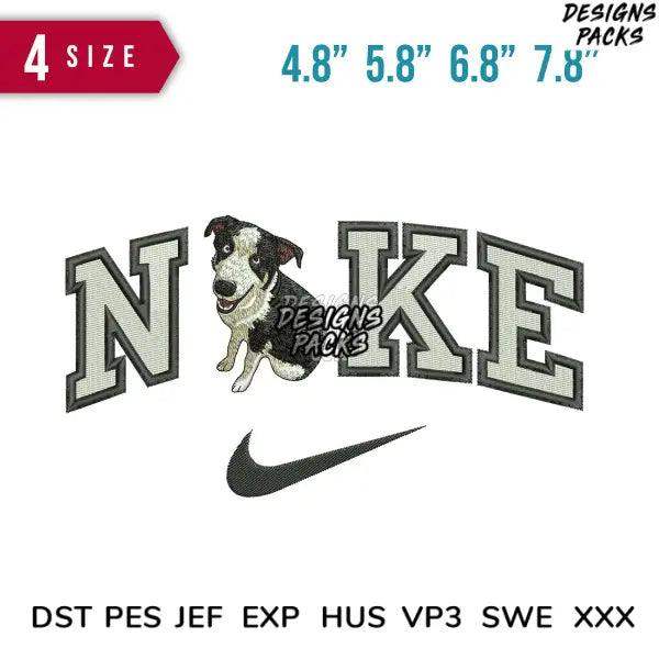 Swoosh Dog Sit Embroidery Design  4.8" 5.8" 6.8" 7.8"